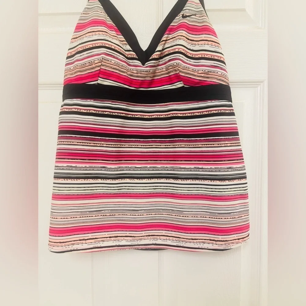 Nike Tankini Swim Top Black Stripe Halter swimsuit